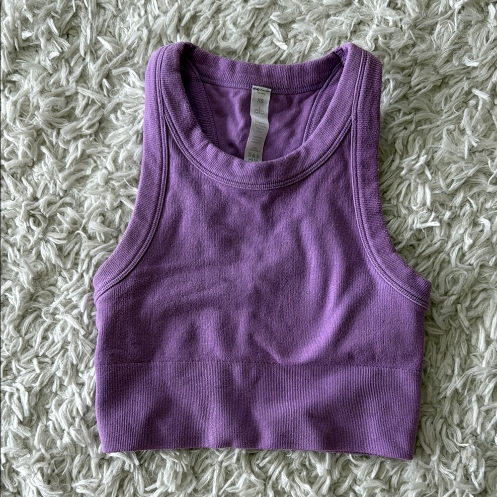 ALO Yoga Purple Fitted Crop Tank Top